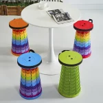 접이식 아코디언 간이 자바라 무지개 놀이동산 의자 스툴 폴딩의자 - 이미지 3