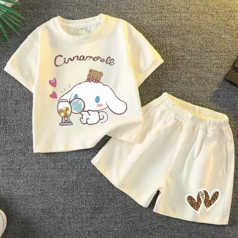 kf-S26fc2b728cf44891a8cd1787c38fc3652 여름 아기 옷 세트 아이 소녀 만화 인쇄 짧은 소매 티셔츠 탑과 반바지 바닥 2 조각 정장 어린이 Tracksuits - 이미지 1