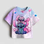 여아 의류 스티치 디즈니 아동복 남아 티셔츠 반팔 유아용 블루 핑크 아기 여름옷 귀여운 선물