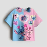 여아 의류 스티치 디즈니 아동복 남아 티셔츠 반팔 유아용 블루 핑크 아기 여름옷 귀여운 선물 - 이미지 2