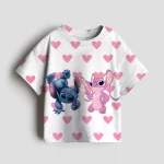 여아 의류 스티치 디즈니 아동복 남아 티셔츠 반팔 유아용 블루 핑크 아기 여름옷 귀여운 선물 - 이미지 4