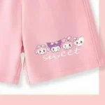 산리오 여름 아기 여자아이 옷 세트 키즈 여아 시나모롤 2피스 의상 아동 반팔 티셔츠 상의 및 반바지 세트 - 이미지 5