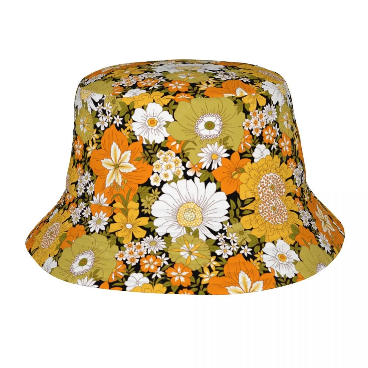 kf-S81784e4dbc2c4a96898314a42132c3df0 다채로운 Boho 꽃 밝은 꽃 인쇄 남여 면화 양동이 모자 해변 여행을위한 조정 가능한 야외 태양 모자 - 이미지 1