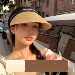 Helen Knski 여성 여름 태양 보호 모자 대형 브림 빈 탑 라피아 밀짚 모자 자외선 차단 봄 시즌 액세서리 - 이미지 4