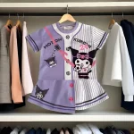 2025 여름 여자아이 캐주얼 의류 세트 만화 프린트 어린이 쿠로미 티셔츠 스커트 2종 세트 아동 통기성 의상 야외 활동복 - 이미지 3