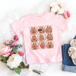 Kawaii Capybara Tshirt 어린이 어린이 티셔츠 capibara 만화 의류 키즈 소녀 소년 Capybaras T 셔츠 아기 캐주얼 탑 의류 - 이미지 4