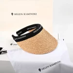 Helen Knski 여성 여름 태양 보호 모자 대형 브림 빈 탑 라피아 밀짚 모자 자외선 차단 봄 시즌 액세서리 - 이미지 3