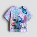 여아 의류 스티치 디즈니 아동복 남아 티셔츠 반팔 유아용 블루 핑크 아기 여름옷 귀여운 선물 - 이미지 5