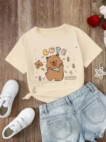 재미 있은 90s Capybara Tshirt 어린이 어린이 티셔츠 capibara 만화 옷 아이 소녀 소년 Capybaras T 셔츠 아기 캐주얼 탑 의류 - 이미지 6