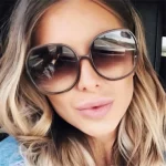 클래식 빅 프레임 럭셔리 여성 선글라스 브랜드 디자이너 패션 플라스틱 빈티지 라운드 그라데이션 태양 안경 Uv400 안경 - 이미지 2