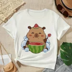 2025 카피바라 티셔츠 키즈 어린이 티셔츠 카피바라 만화 의류 키즈 소녀 소년 카피바라 티셔츠 베이비 캐주얼 탑 의류