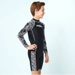 소년을위한 3 피스 스플릿 수영복 십대 수영복 어린이 수영 트렁크 및 모자 긴 소매 태양 보호 어린이 수영복 - 이미지 3