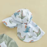 유아 소년 래쉬가드 수영복, 어린이 운동복 저녁 식사 및 게 프린트, 긴 소매 지퍼 목욕 세트, 수영 모자 포함 - 이미지 6