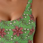 여성용 꽃 프린트 원피스 수영복 크리스크로스 스트랩 드레스 스타일 스커트 Boyshort Backless Tie-Up Bowknot Beach 수영복 - 이미지 4