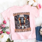 이탈리아 Brainrot 동물 어린이 티셔츠 Tralalero Tralala 재미 있은 상어 반팔 탑 어린이 재미 있은 Meme 귀여운 티 여름 의류 - 이미지 2