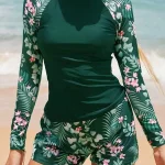 2025 긴 소매 서핑 수영복 프린트 수영복 여성 두 조각 다이빙 의류 비치웨어 수영복 수영 수영복