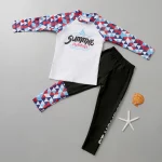 어린이 열 보호 서핑 수영복 긴 소매 긴 바지 소년과 소녀를위한 두 조각 다이빙 서핑 수영복 - 이미지 2