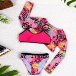 3PCS 7-12 세 어린이 소녀의 인쇄 비키니 세트 어린이 수영복 조끼 간략한 수영복 수영복