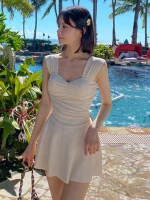 여성을위한 보수적 인 원피스 수영복 섹시 슬리밍 배꼽 커버 Ins Fairy Hot Spring 수영복 캐주얼 민소매 수영복 - 이미지 4