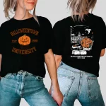 2025 할로윈타운 1998 티셔츠 2면 프린트 할로윈타운 대학교 셔츠 호박 가을 티셔츠 레트로 할로윈 파티 티셔츠 - 이미지 3