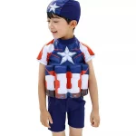 부력 수영복 원피스 정장 2-7 년 어린이 짧은 소매 부동 수영복 아이 만화 수영복 수영복 - 이미지 4