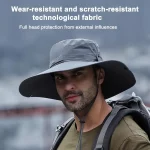 어부 모자 와이드 브림 솔리드 컬러 레이스 업 디자인 남성 여성 야외 모자 다목적 태양 보호 분지 모자 - 이미지 3