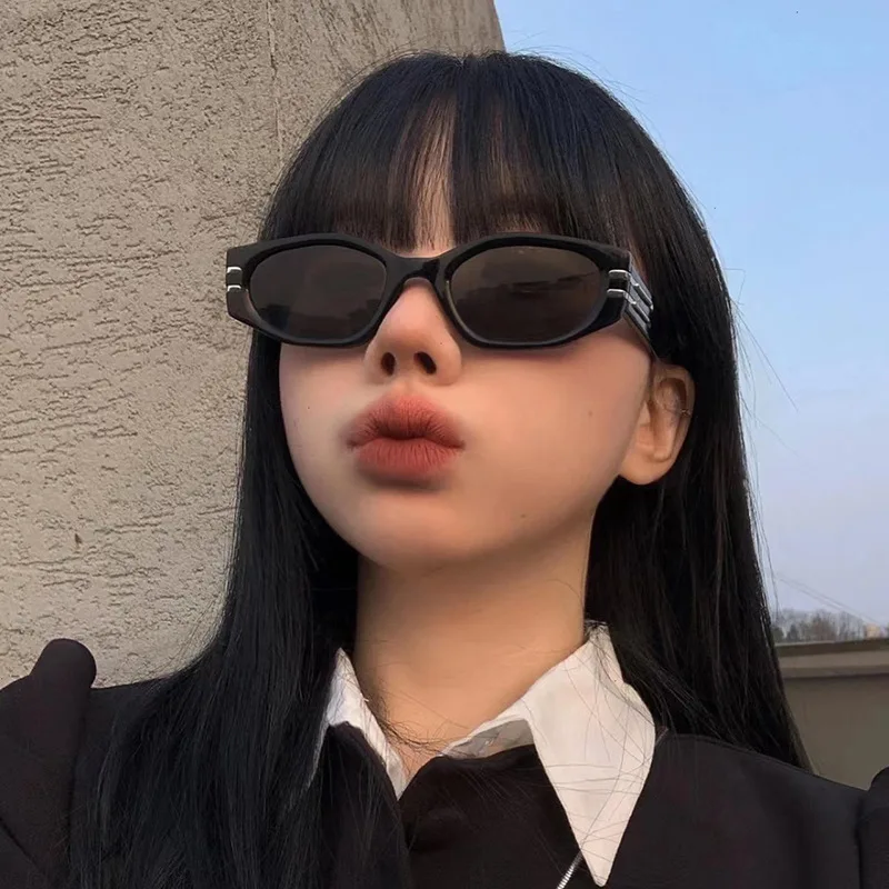 kf-S5bfb3bba69c14b0dbad68f2b4a73d961I 빈티지 블랙 스퀘어 선글라스 여성 럭셔리 브랜드 작은 직사각형 태양 안경 여성 그라디언트 클리어 안경 Oculos De Sol - 이미지 1