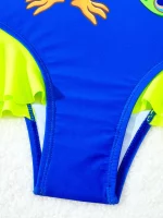 2025 프린트 프릴 소녀 수영복 원피스 어린이 수영복 어린이 수영 수영복 수영복 비치웨어 - 이미지 3