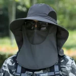 여름 태양 모자 자외선 차단 야외 사냥 낚시 모자 남성 여성 하이킹 캠핑 바이저 버킷 모자 목 플랩 어부 모자 - 이미지 3