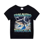 T 셔츠 이탈리아 Brainrot Tralalero Tralala 동물 어린이 티셔츠 반팔 탑 어린이 재미 있은 Meme 귀여운 티 여름 의류 - 이미지 4