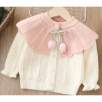 아동 여아 니트 세트 2-6세 여아 의류 인형 칼라 튤립 포인트 가디건 & 플레어 팬츠 귀여운 캐주얼 가디건 여아 - 이미지 5