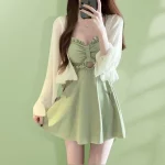 여성 프릴 원피스 수영복 Monokini 수영복 세트 휴일을위한 프릴 트림 Monokini 세트 세련된 여성용 비치 수영복 - 이미지 5