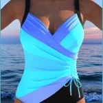섹시한 원피스 수영복 수영복 여성 리프 프린트 패치 워크 크로스 스트랩 백 레스 비치웨어 수영복 Banadores Mujer