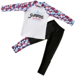 어린이 열 보호 서핑 수영복 긴 소매 긴 바지 소년과 소녀를위한 두 조각 다이빙 서핑 수영복 - 이미지 5