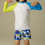 부드러운 프린트 수영 세트, 수영 서핑 수영복 세트, 상의 및 바지, 통기성 훈련 비치웨어, 어린이 소년, 여름 - 이미지 4