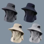 여름 태양 모자 자외선 차단 야외 사냥 낚시 모자 남성 여성 하이킹 캠핑 바이저 버킷 모자 목 플랩 어부 모자 - 이미지 3