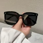 2PCS 한국어 버전 선글라스 남자 여자 패션 선글라스 선 스크린 선글라스 큰 얼굴 슬림 봐 안티 자외선 선글라스 - 이미지 2