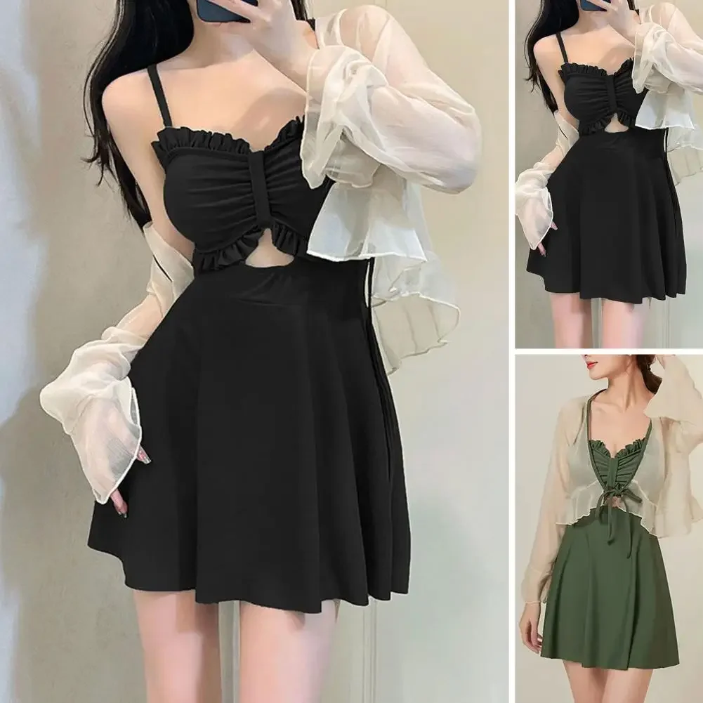 kf-S892e76a91550434a8627e79aaec796adf 여성 프릴 원피스 수영복 Monokini 수영복 세트 휴일을위한 프릴 트림 Monokini 세트 세련된 여성용 비치 수영복 - 이미지 1