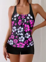 2025 섹시한 꽃무늬 탱키니 수영복, 프린트 수영복, 여성 패딩 목욕 세트, 수영 비치웨어, 여름 - 이미지 6