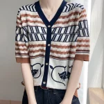 25 뉴 여름 짧은 소매 Lyocell 가짜 카디건 v 넥 쿨 티셔츠 여성 고급 티셔츠 패션 편안한 레저 티셔츠