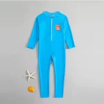 어린이 원피스 수영복 귀여운 태양 보호 빠른 건조 긴 소매 지퍼 수영복 아기 소녀 소년 서핑 슈트 - 이미지 4