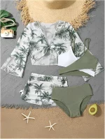 4 조각 비키니 탑 & 스커트 2025 소녀 수영복 키즈 하이 웨이스트 수영복 어린이 Bathers 수영복 수영 수영복 Beachwear - 이미지 3