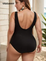 VigoJany 꽃 프린트 플러스 사이즈 수영복 여성 2025 대형 원피스 수영복 숙녀 V 넥 백리스 통통한 큰 수영복 수영 - 이미지 4