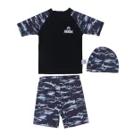 3 Pcs 새 소년 수영복 태양 보호 UPF 50 + 모자 분할 수영복 어린이와 짧은 소매 수영 Sunsuit - 이미지 3