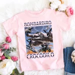 이탈리아 Brainrot 동물 어린이 티셔츠 Tralalero Tralala 재미 있은 상어 반팔 탑 어린이 재미 있은 Meme 귀여운 티 여름 의류 - 이미지 3