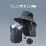 여름 태양 모자 자외선 차단 야외 사냥 낚시 모자 남성 여성 하이킹 캠핑 바이저 버킷 모자 목 플랩 어부 모자 - 이미지 5