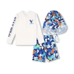 3 Pcs 새 소년 수영복 태양 보호 UPF 50 + 모자 분할 수영복 어린이와 긴 소매 수영 Sunsuit - 이미지 3