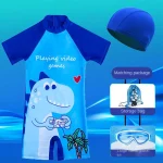 어린이 우주 비행사 수영복, 원피스, 소년 용 전문 수영 장비 세트, 어린이 자외선 차단제, 어린이, 신규, 4Pcs - 이미지 2