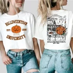 2025 할로윈타운 1998 티셔츠 2면 프린트 할로윈타운 대학교 셔츠 호박 가을 티셔츠 레트로 할로윈 파티 티셔츠 - 이미지 2