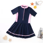 수영복 소녀 지퍼 수영복 소녀 키즈 원피스 수영복 꽃 패치 워크 소녀를위한 수영복 - 이미지 3